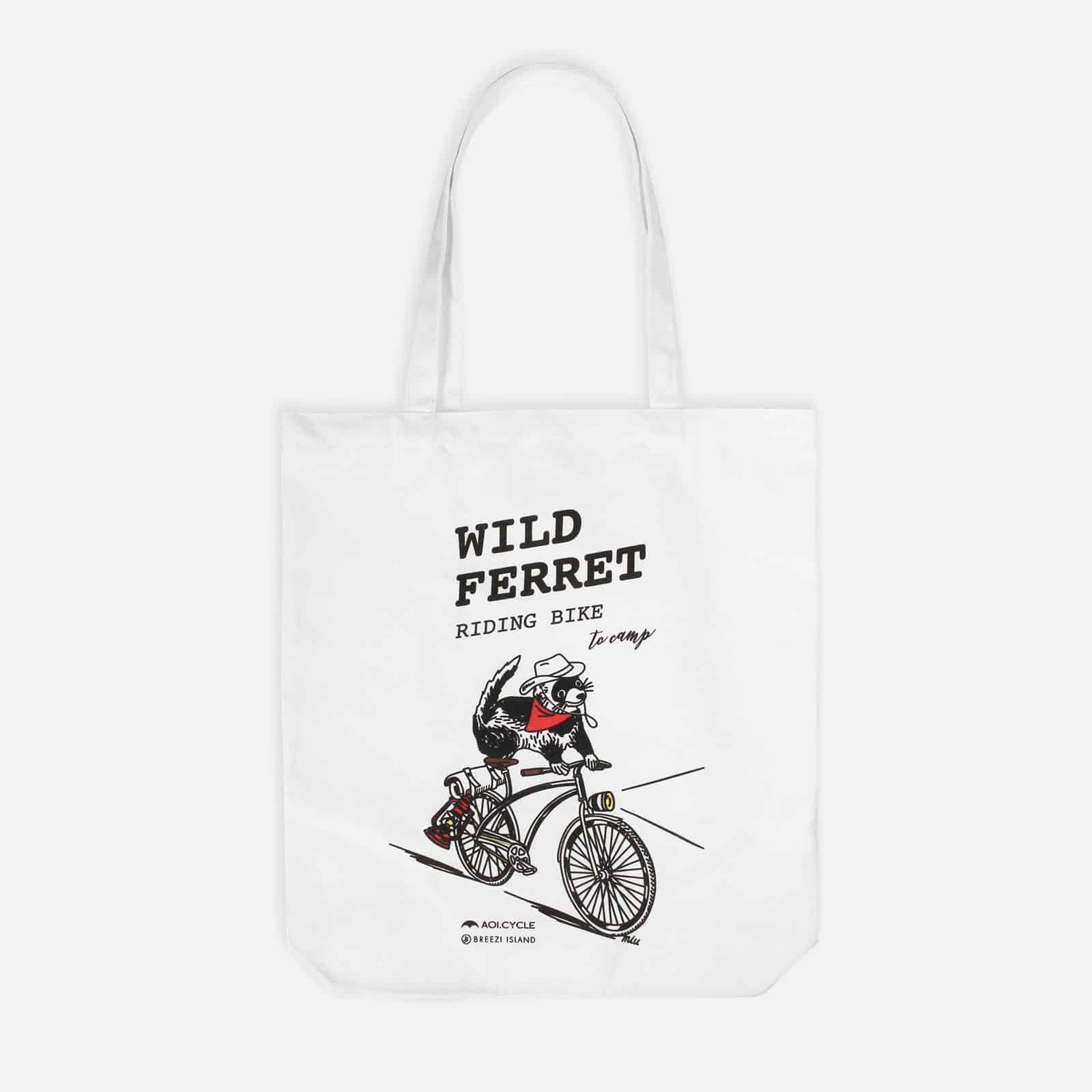 Wild Ferret Riding Bike Tote Bag