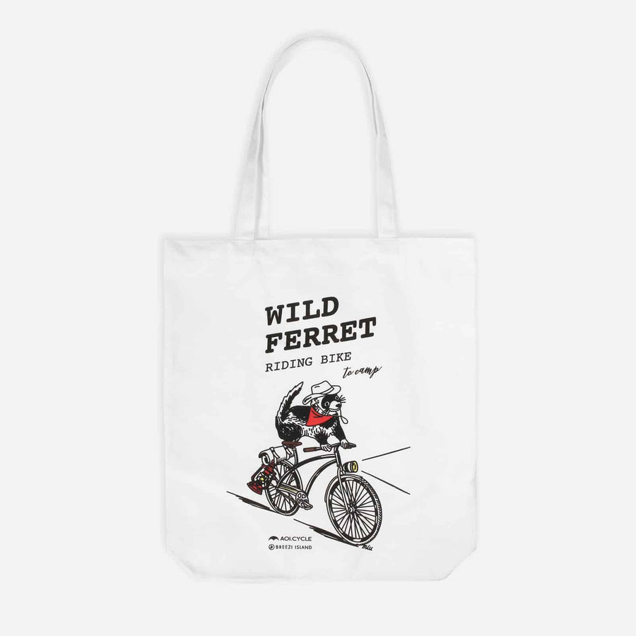 Wild Ferret Riding Bike Tote Bag